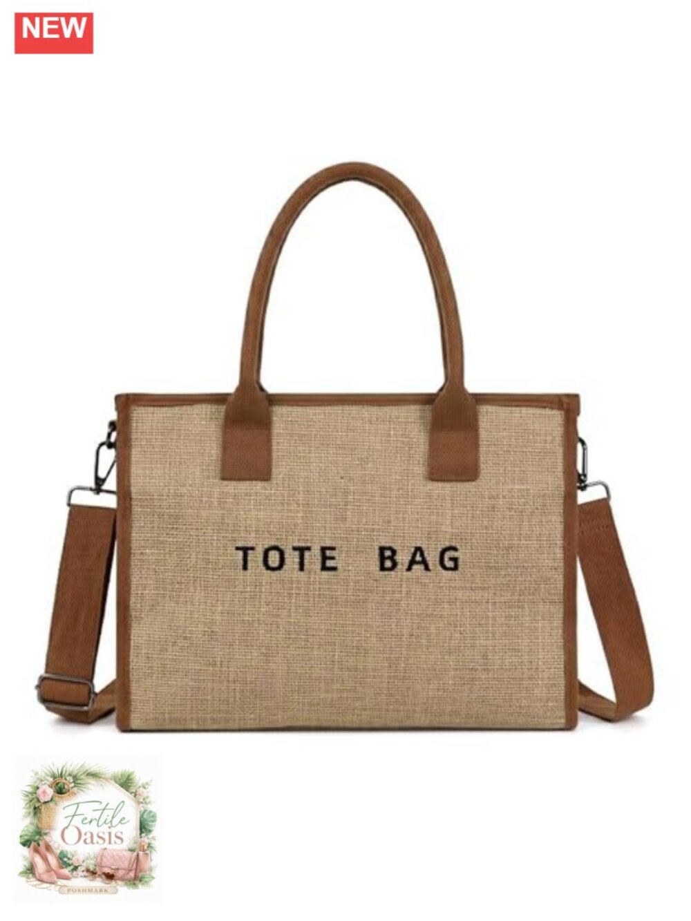 PVC Tote Bag Large Letters Print Hobo Handbags Kraft Paper Shoulder Bag with